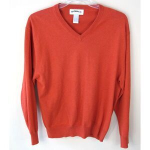 Orvis Long Sleeve V-Neck Sweater Men's Large Cotton‎ Blend Silk Cashmere